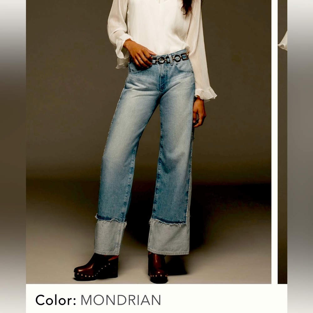 Anthropologie AG Adria Color block low-rise wide leg jeans